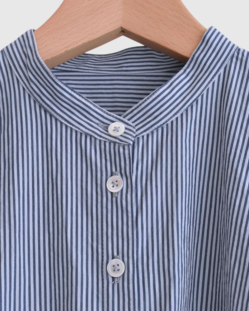 バンドカラービックシャツ Sax/Navy