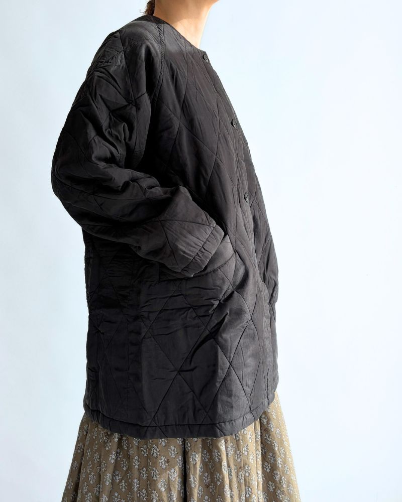 FRONT BUTTON SHORT COAT Black