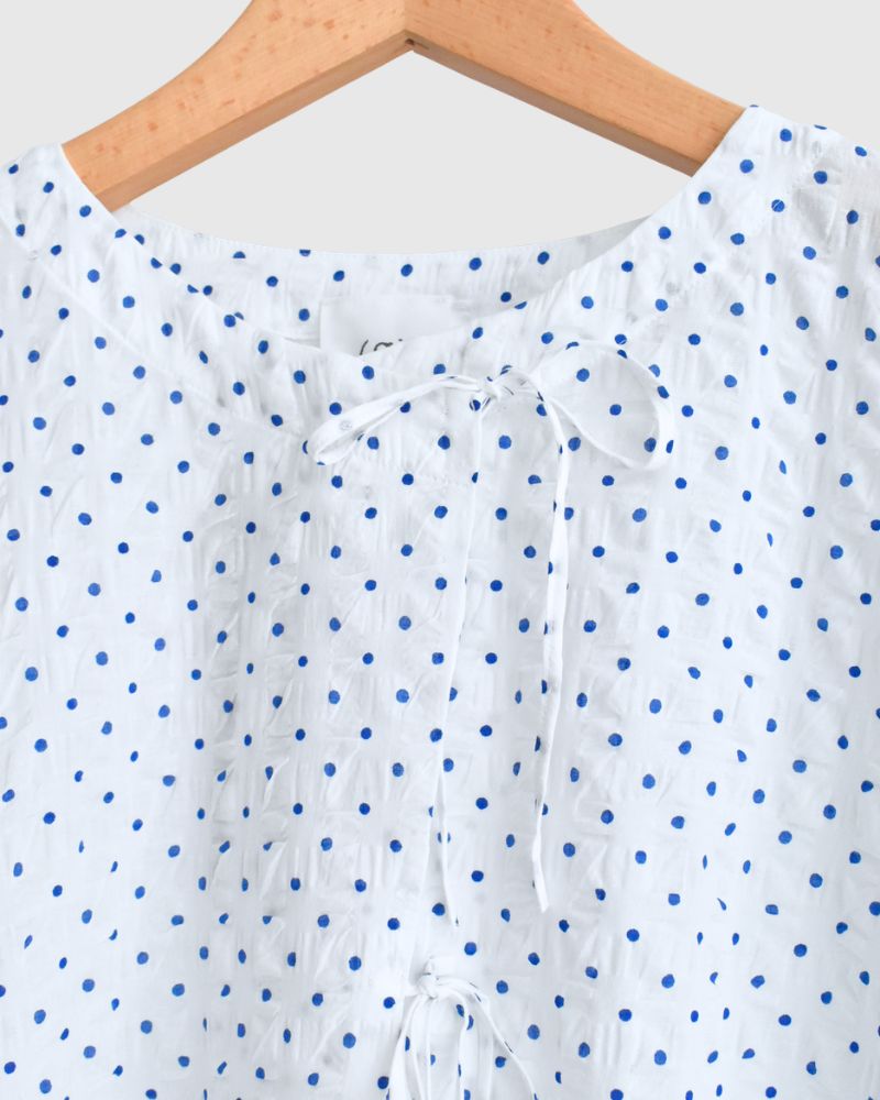 リップルドット カシュクールブラウス White/Blue