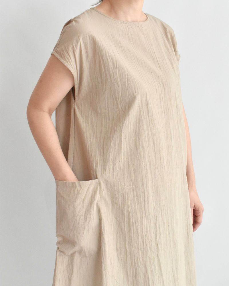 【sale】オーガニックドライワッシャースリーブレスワンピース　Beige