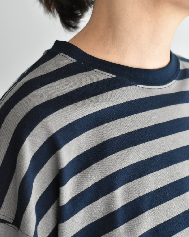 タック コクーンTシャツ Gray/Navy Border
