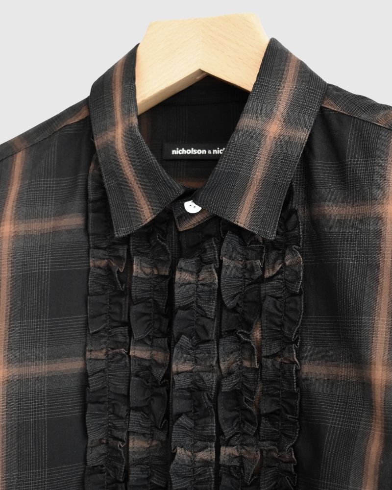 DORIS-W フリルブラウス BrownCheck