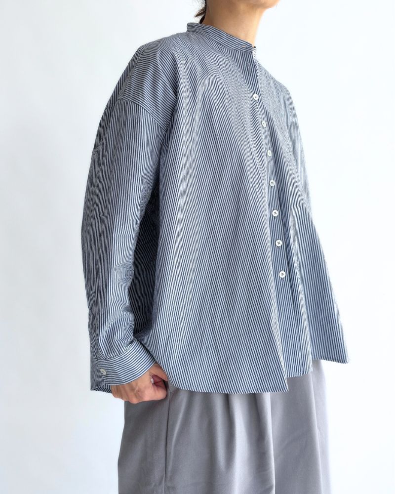 バンドカラービックシャツ Sax/Navy