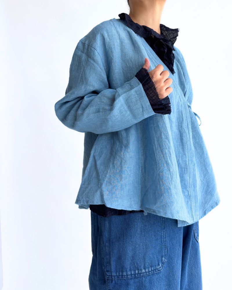 インディゴリネン カシュクールシャツ LightBlue