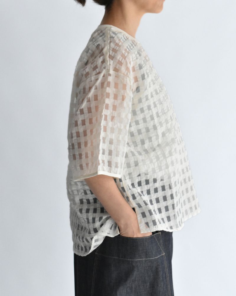 シアーチェッククルーネックトップス 'MEHINA' Off