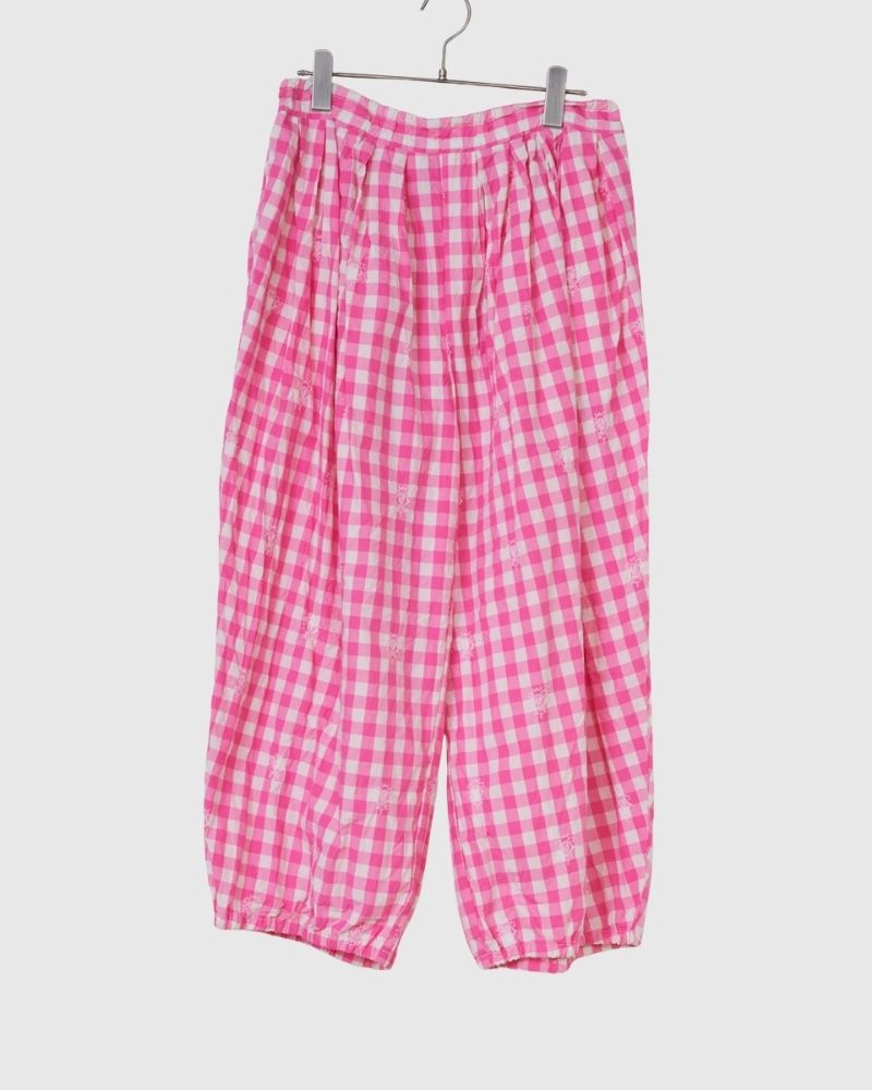 【予約】S/S G1148 ORIGINAL EMBROIDERY LACE GINGHAM ameri PANTS（1月末 – 2月初旬）