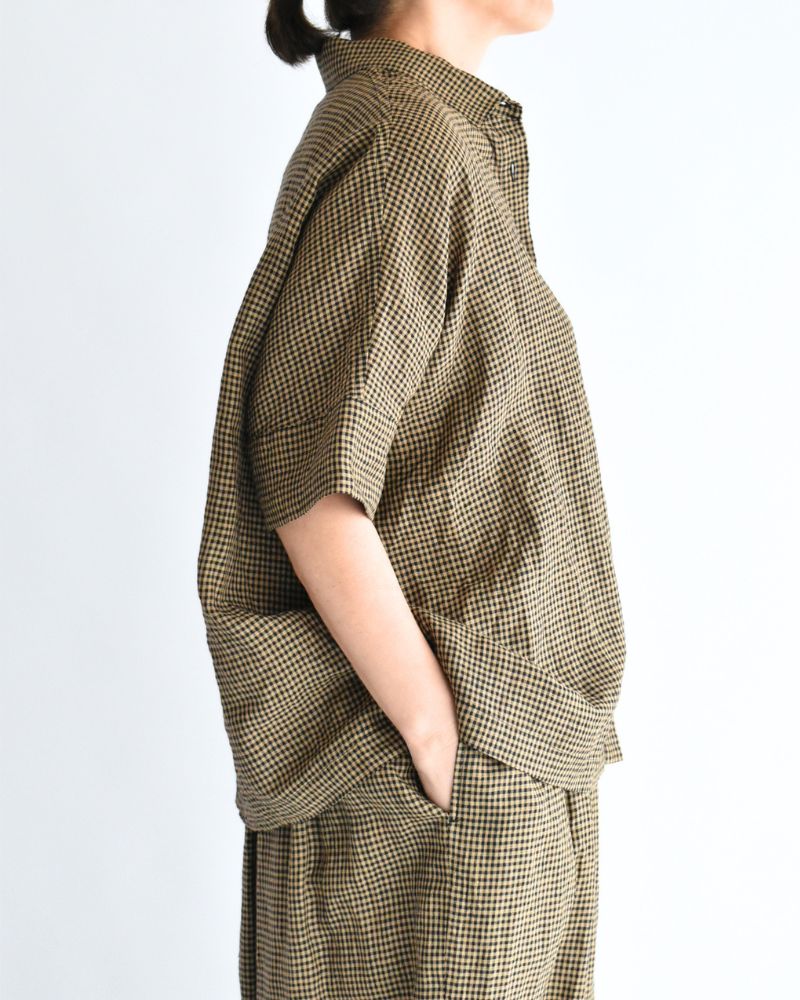 ワイドカフス シャツ Camel/Black