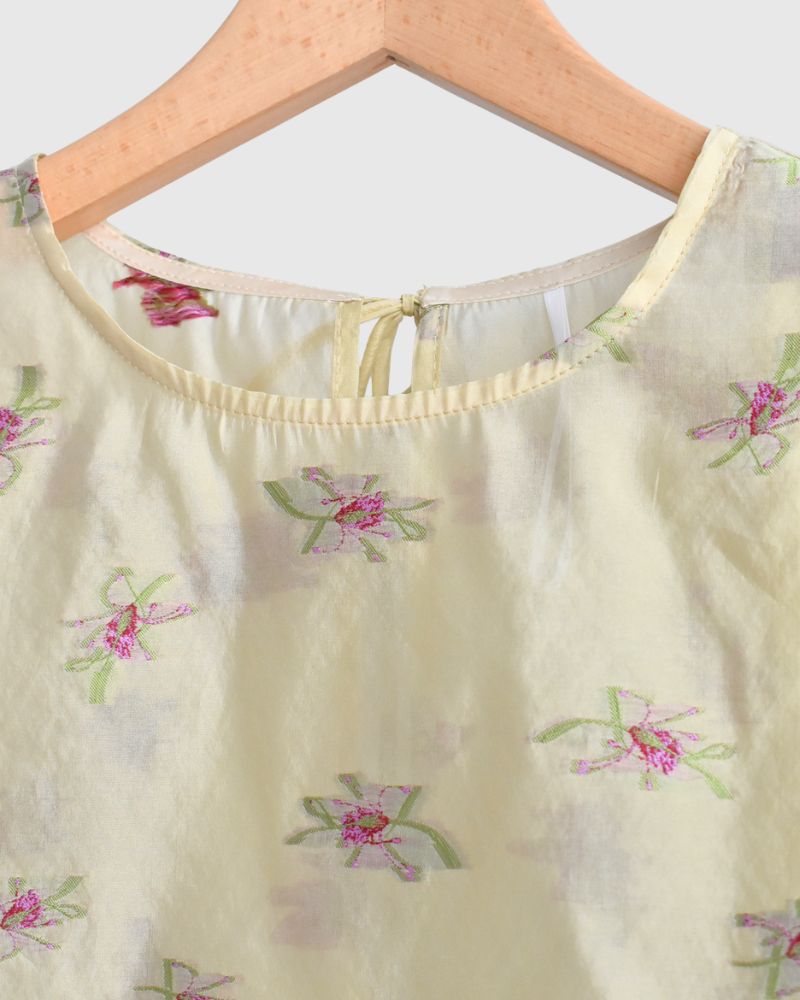 バックオープン シアーフラワーブラウス Yellow/Beige
