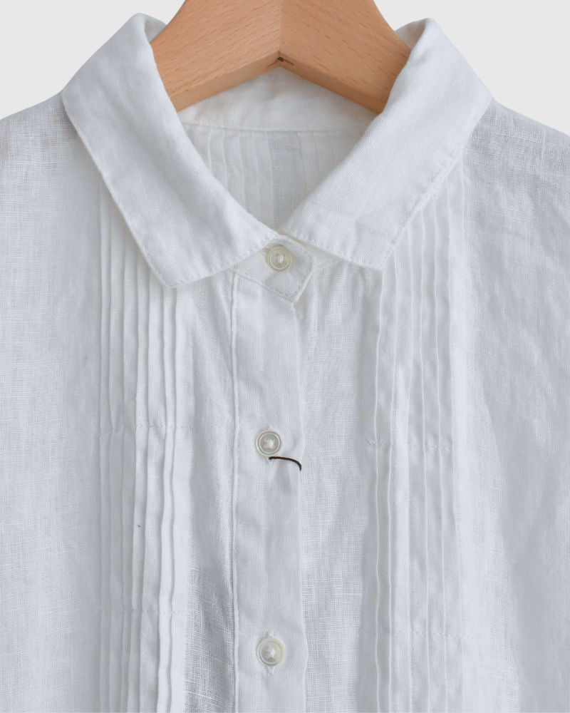 リネンタックシャツドレス White