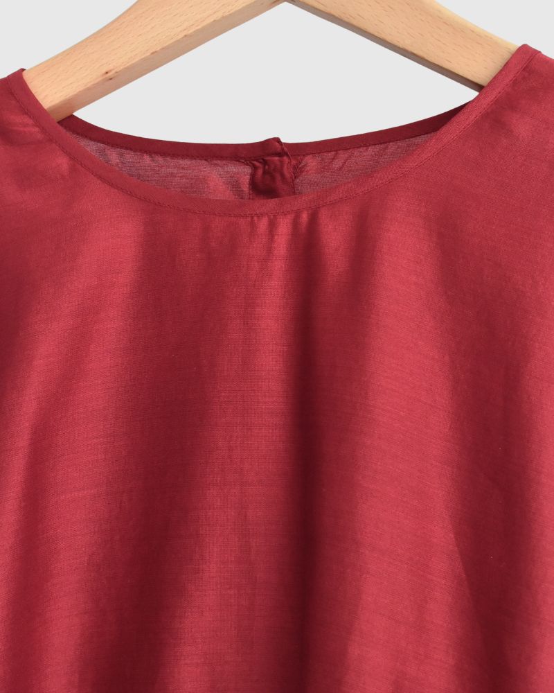 RAHASTHAN TUCK GATHERED PULLOVER Red