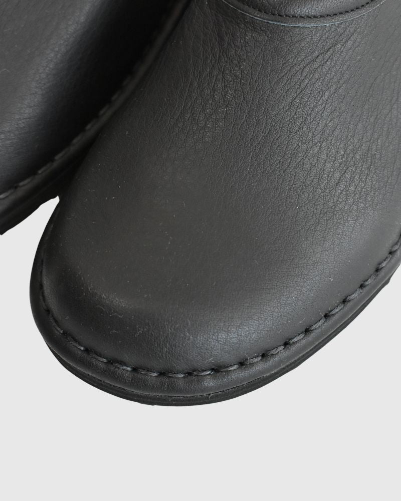 アウトステッチ オイルシュリンクレザースリッポン Black