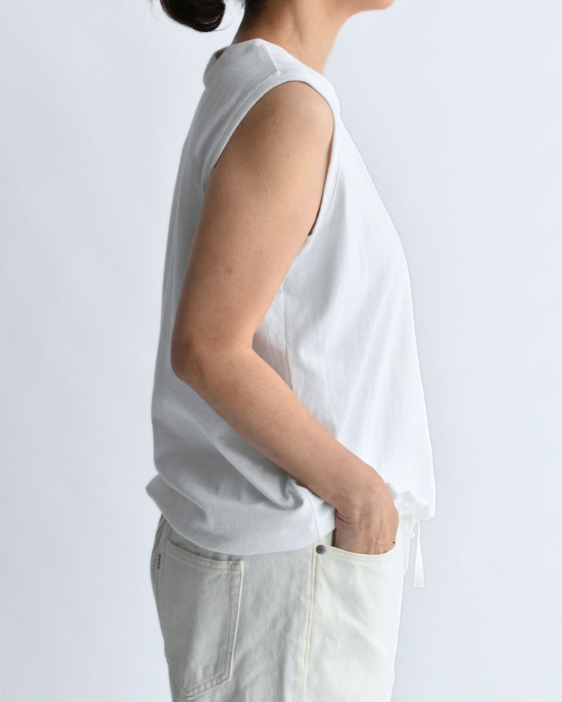 ノースリーブ ドロストTシャツ White