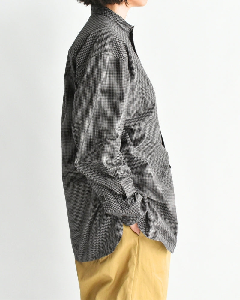ユーティリティ バンドカラーシャツ BrownGingham