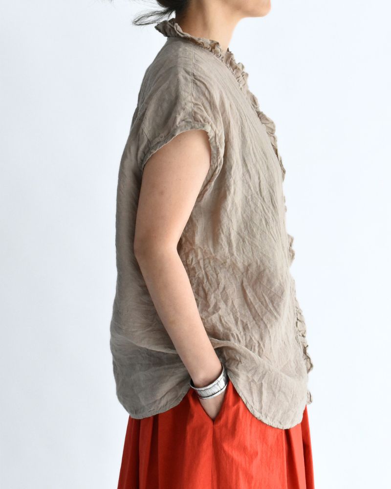 FRENCH/SL FRILL COLLAR SHIRTS AshBeige