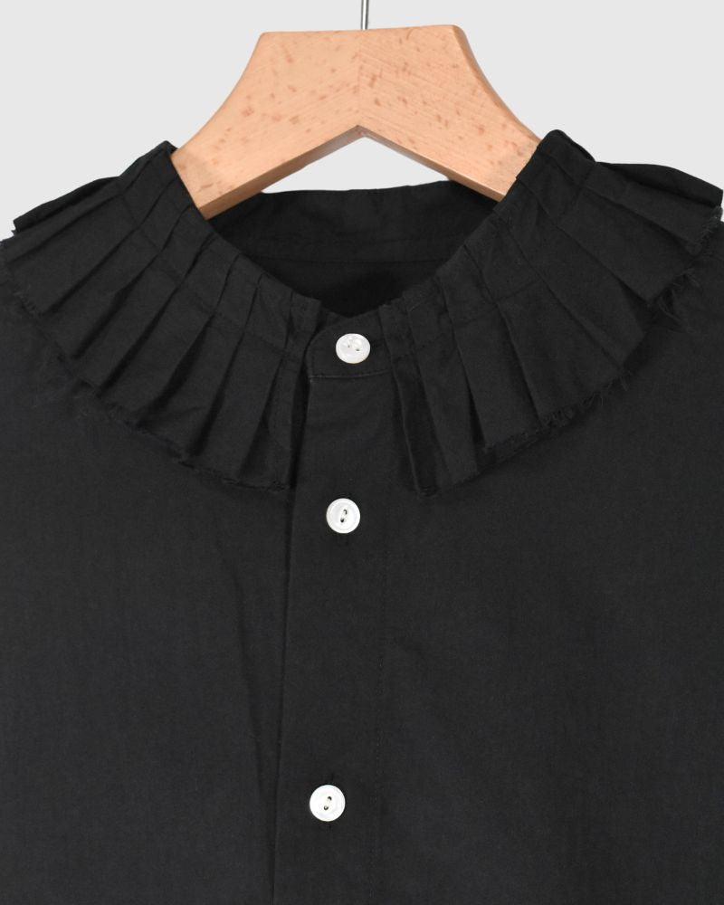 PLEATED COLLAR SHIRT Black