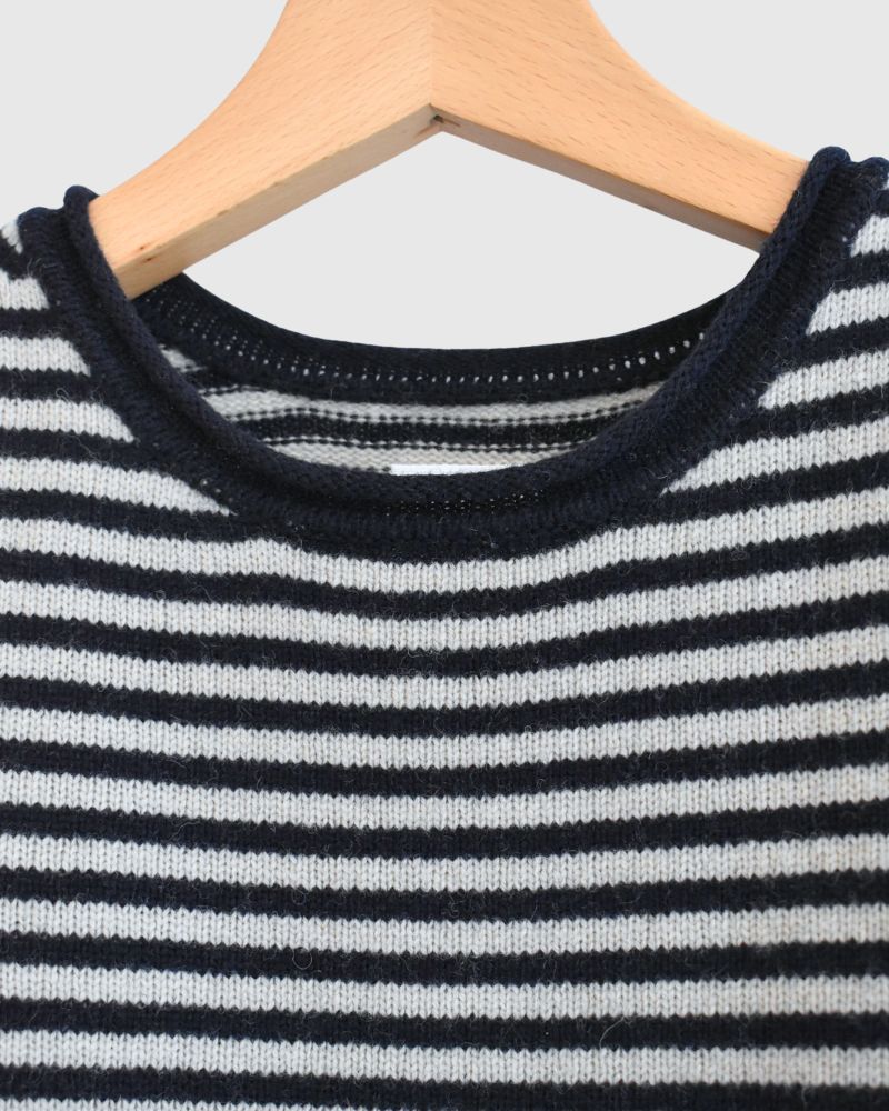 ボーダーニットプルオーバー Pebblegray/Navy