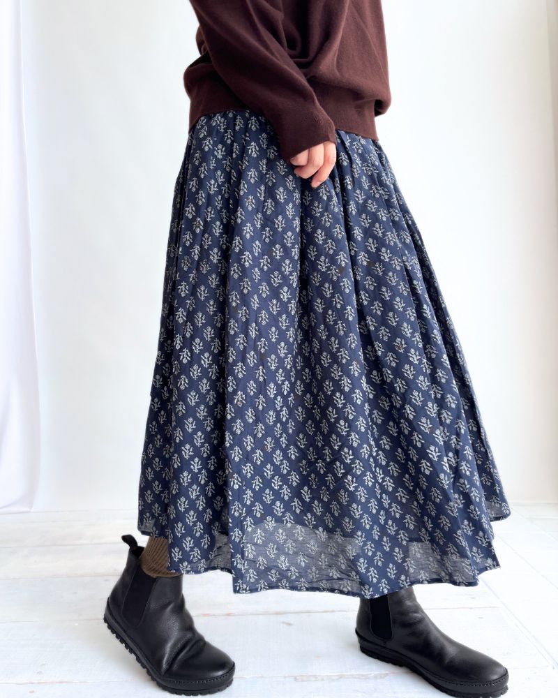 RAJASTAN TUCK GATHERED SKIRT WITH LINING Navy