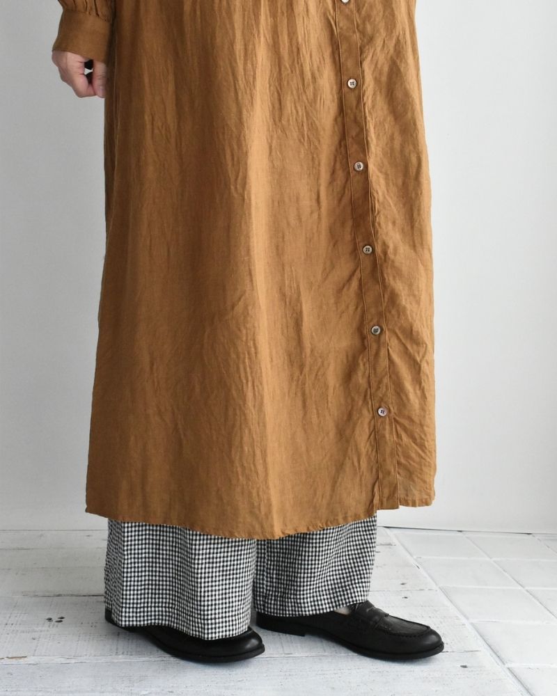 フレンチリネン ドレス Camel
