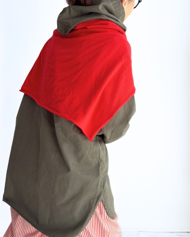 COTTON HERRINGBONE WASH HOODED PULLOVER SHIRT KhakiHerringbone