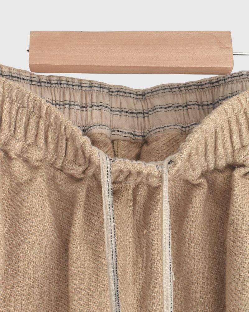 手織りウォッシュドツイル ルーズテーパードパンツ LightBeige