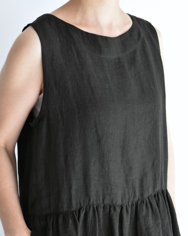 ノースリーブギャザードレス（LINEN） Black