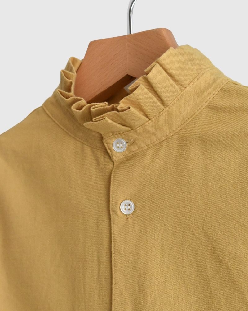 【sale】コットンウールビエラフリルブラウス Mustard