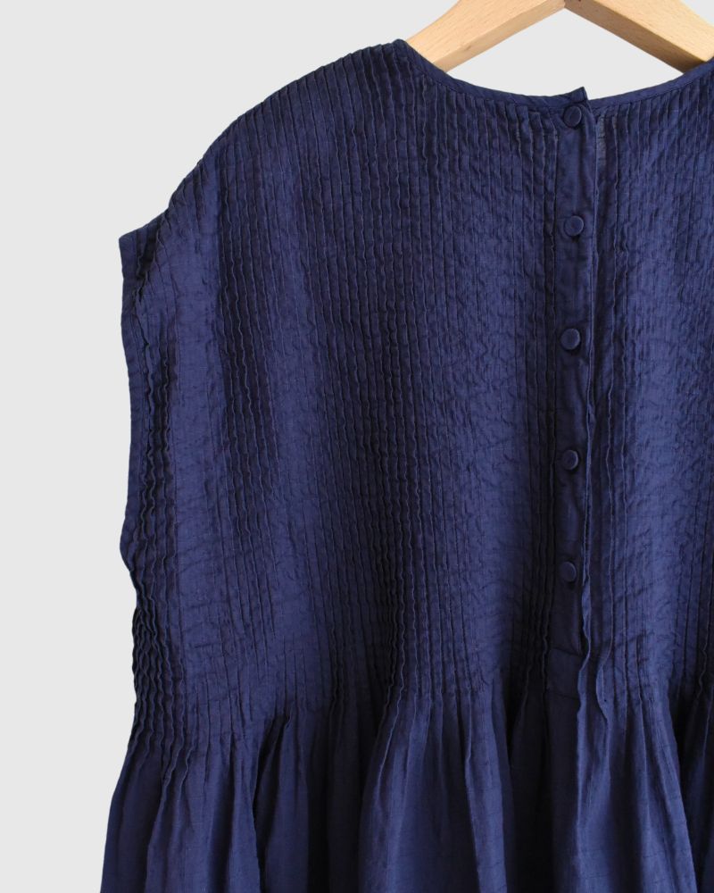 CREW-NECK F/SL SHIRT WITH PINTUCK DarkPurple