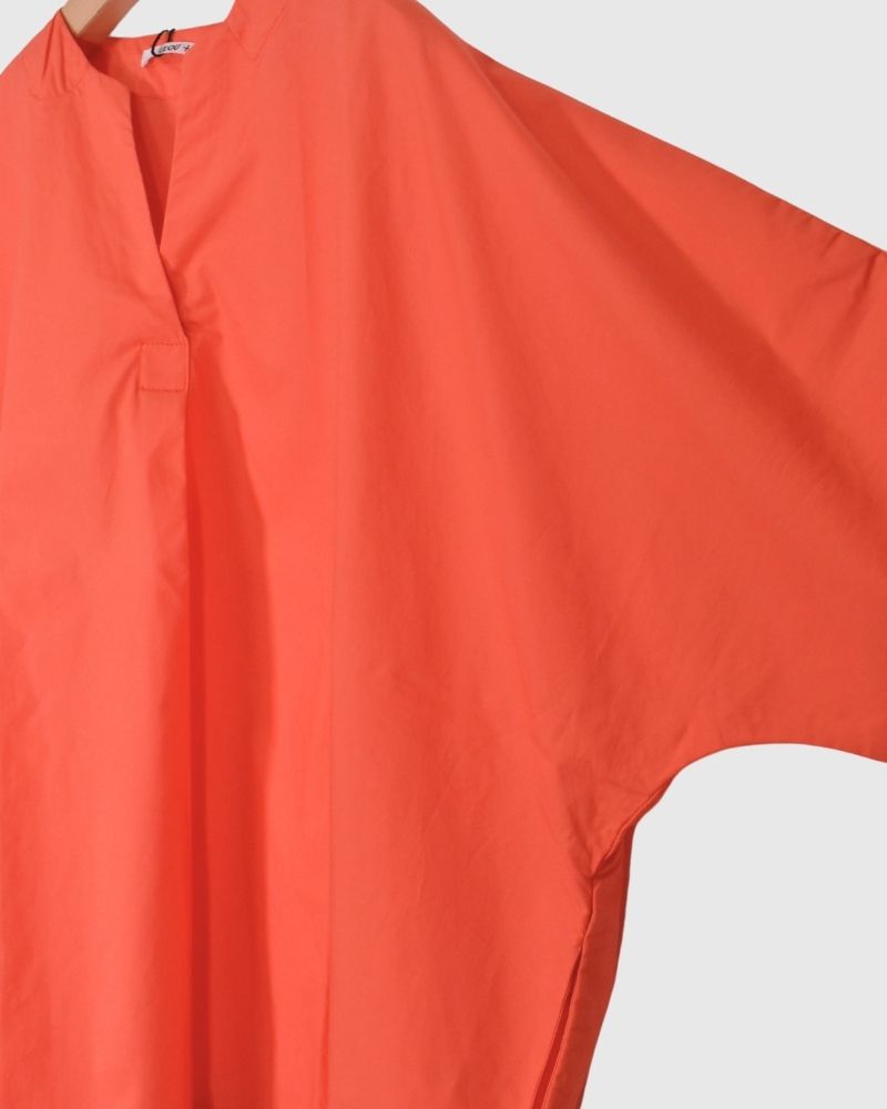 【sale】 キーネック ドロップショルダーシャツ Orange Red