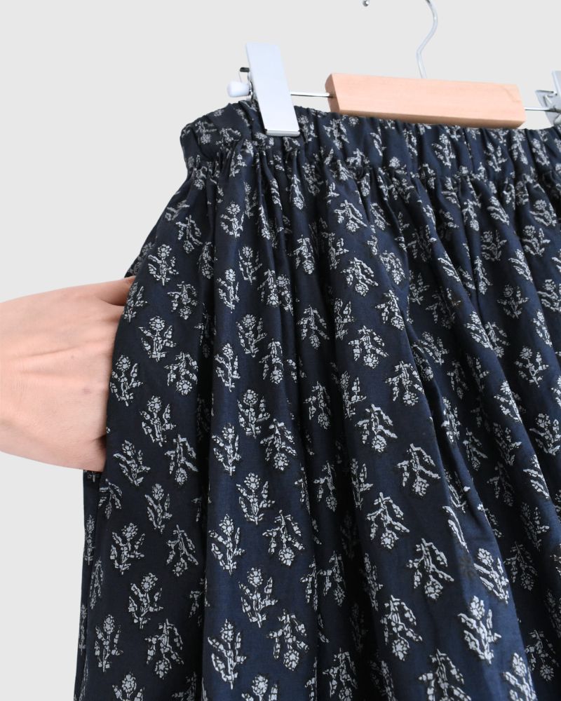 RAJASTAN TUCK GATHERED SKIRT WITH LINING Navy
