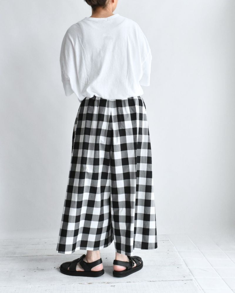 ブロックチェック キュロットパンツ White/Black