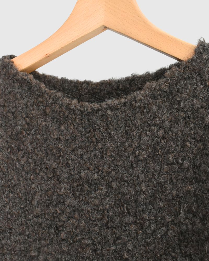3GG BOUCLE CREW NECK PULLOVER WITH POCKET Brown