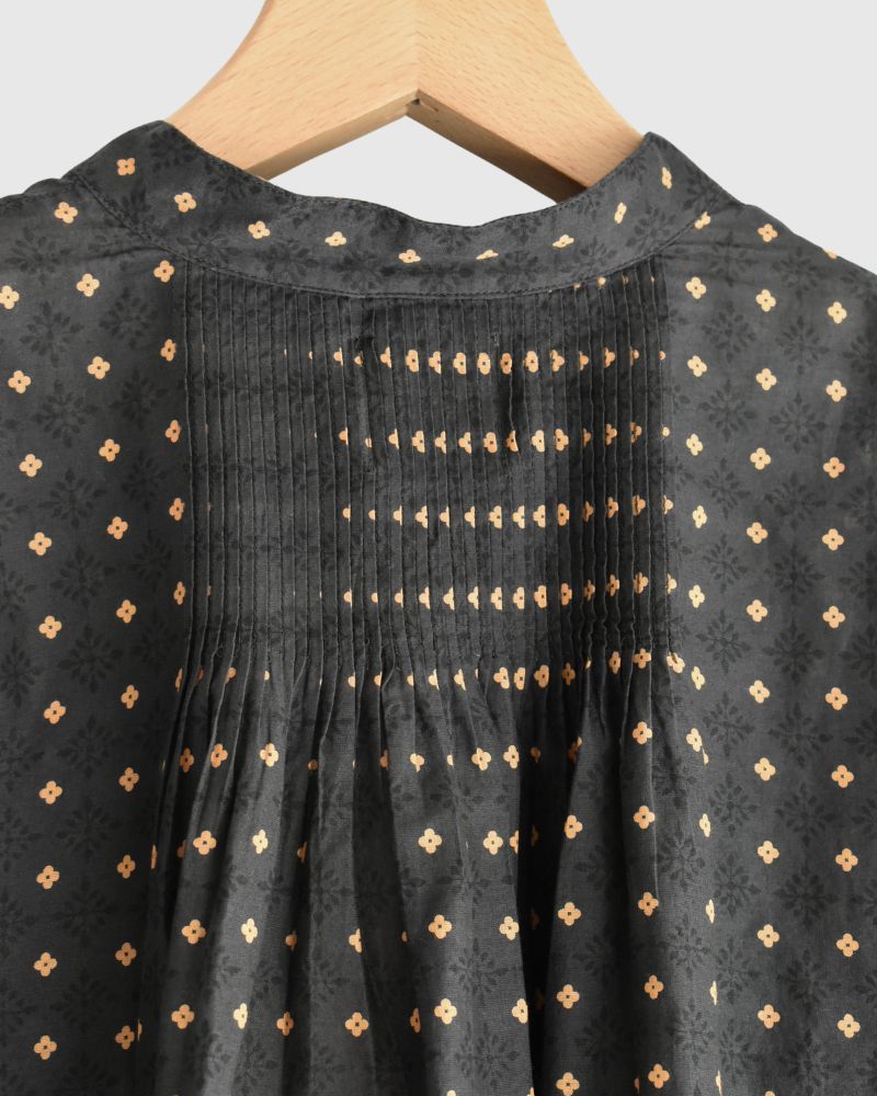 BANDED COLLAR SHIRT WITH MINI PINTUCK Charcoal