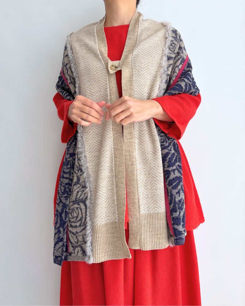 ストールマフラー Oatmeal/Navy