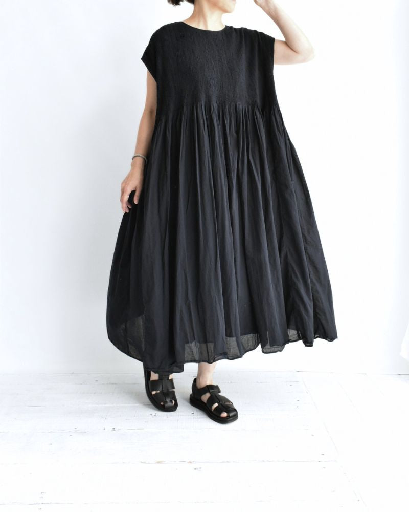 CREW-NECK F/SL DRESS WITH PINTUCK Marine