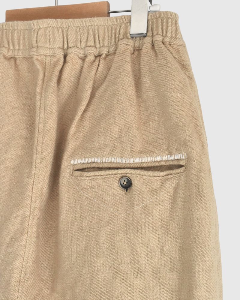 手織りウォッシュドツイル ルーズテーパードパンツ LightBeige