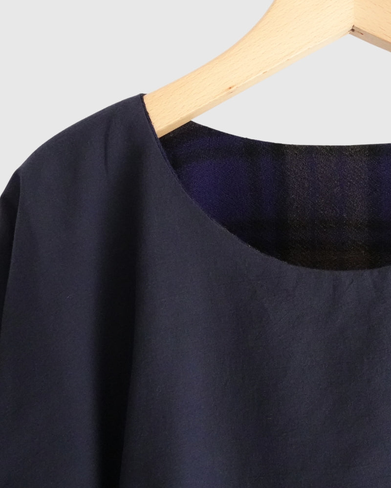 ウールガーゼボイル リバーシブルトップ Navy/Brown