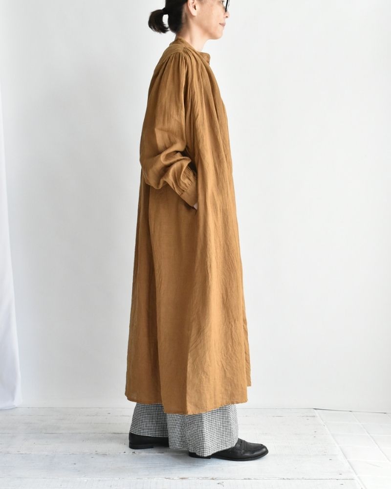 フレンチリネン ドレス Camel