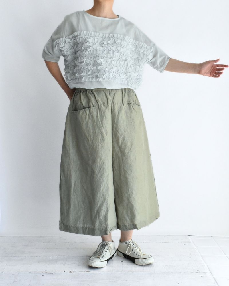 手織りセルビッチ コットンリネンパンツ LightKhaki