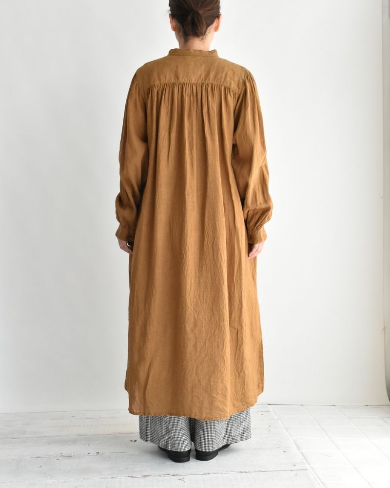 フレンチリネン ドレス Camel