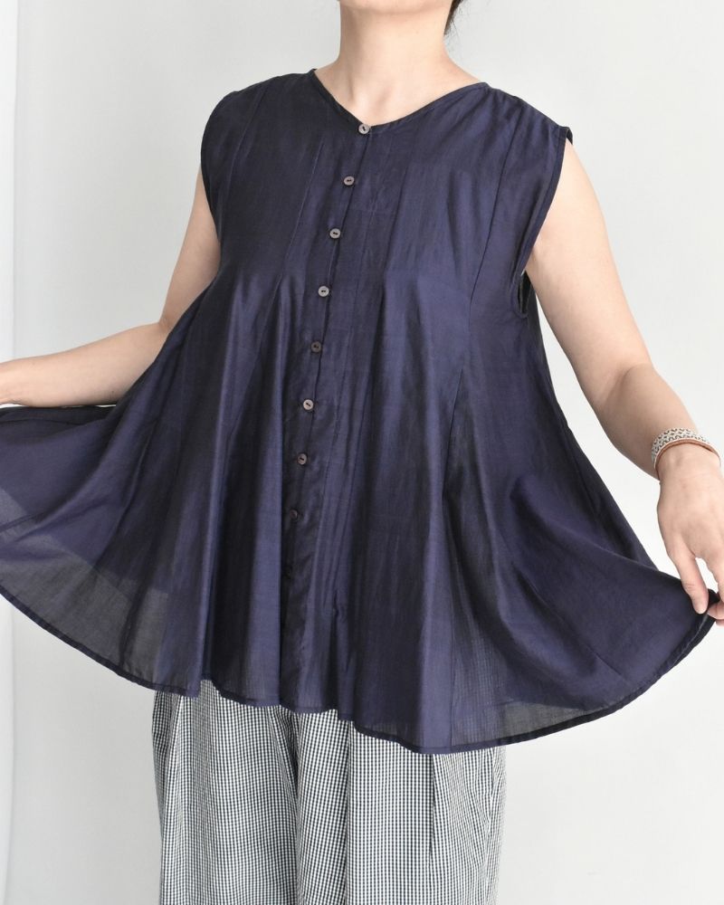 シルクコットン マチマチ2WAYタンクトップ Navy
