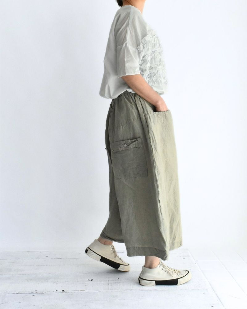 手織りセルビッチ コットンリネンパンツ LightKhaki