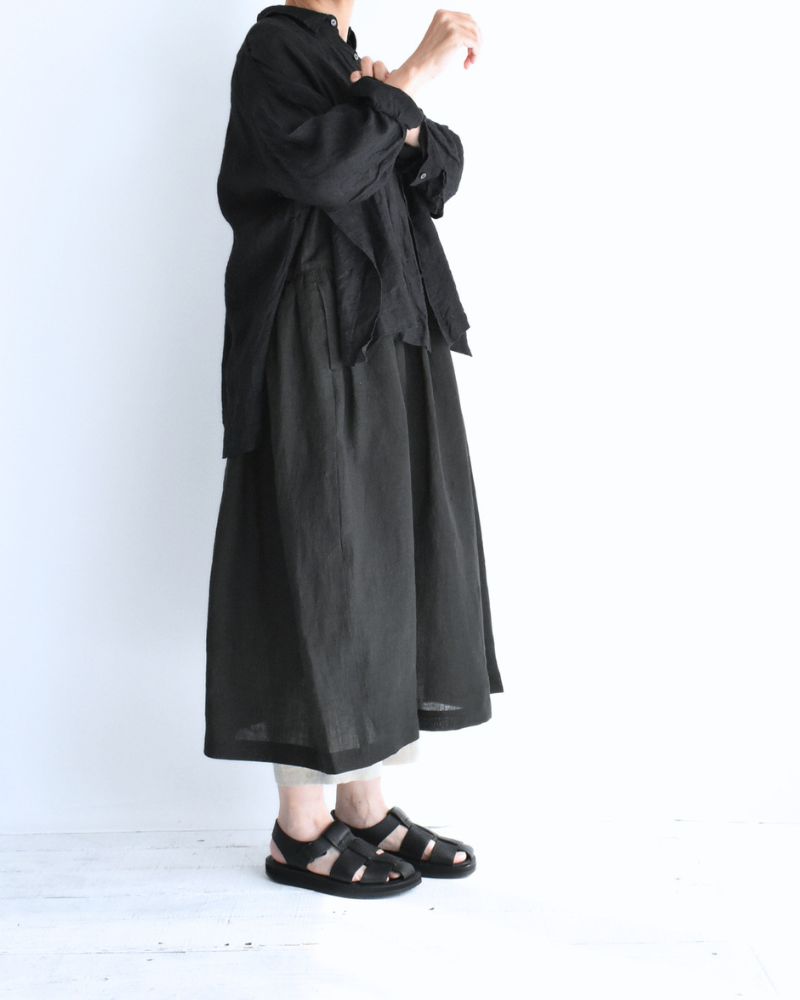 ノースリーブギャザードレス（LINEN） Black