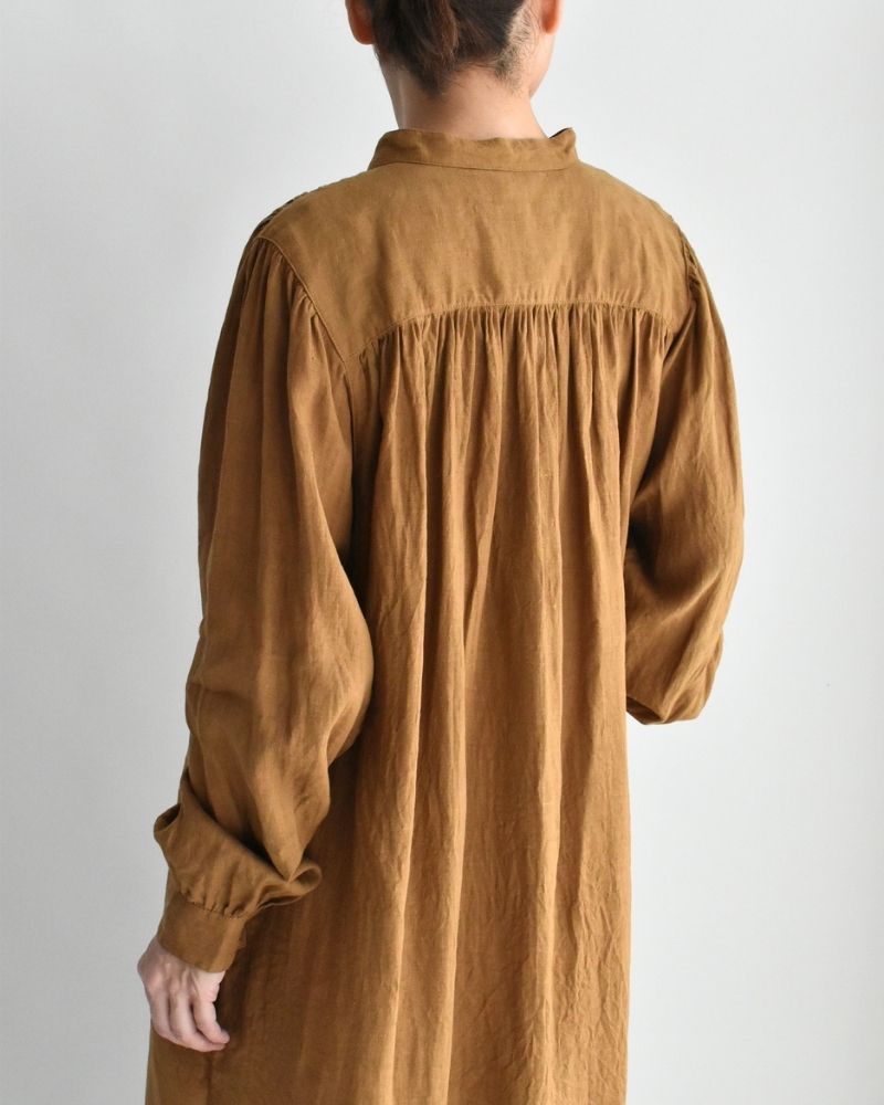 フレンチリネン ドレス Camel
