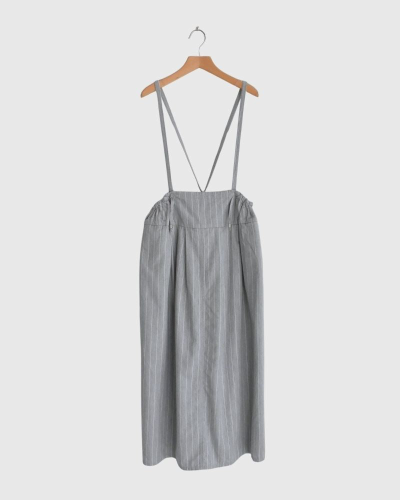 【sale】サロペットにもなるストライプスカート Gray