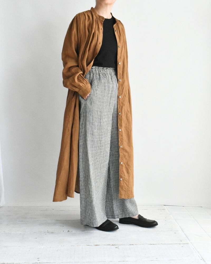 フレンチリネン ドレス Camel