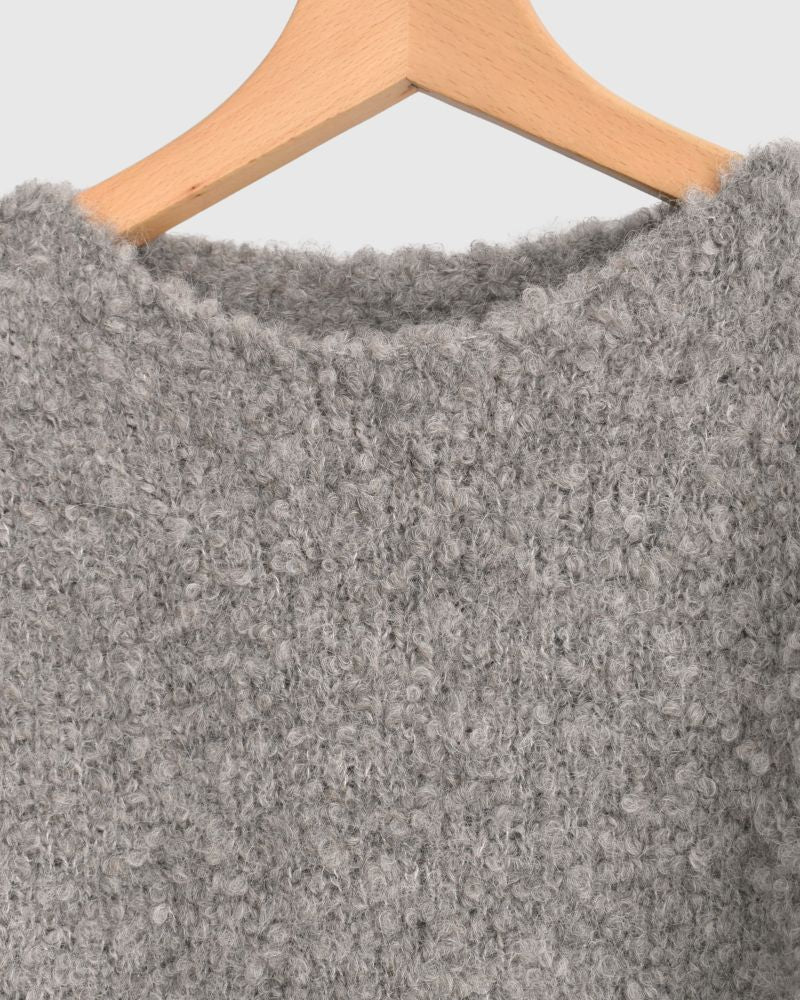 3GG BOUCLE CREW NECK PULLOVER WITH POCKET GrayBeige