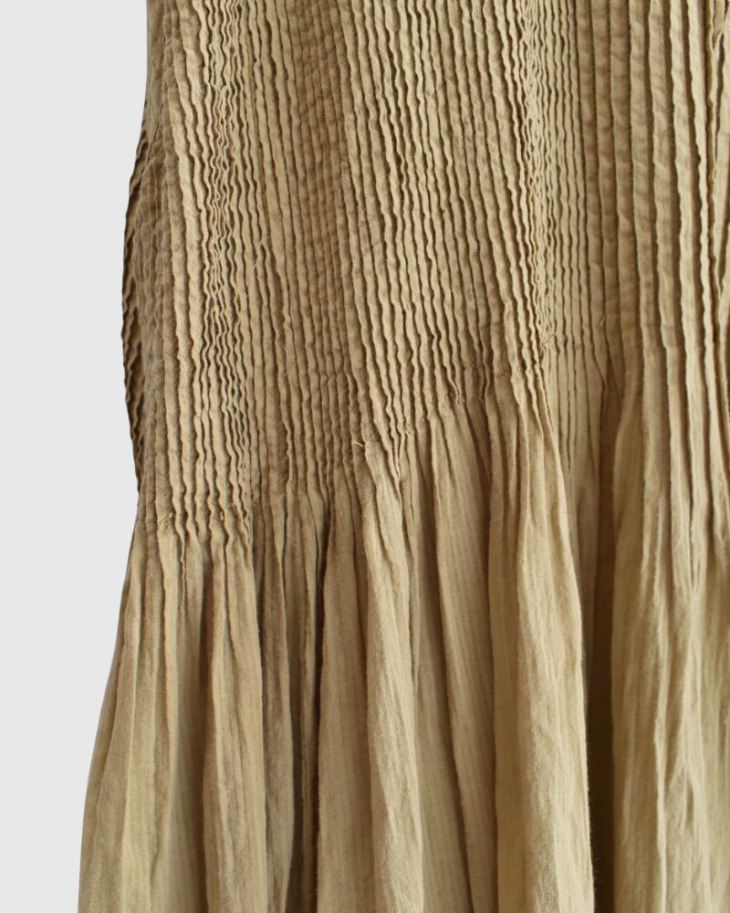 CREW-NECK F/SL DRESS WITH PINTUCK GreyKhaki
