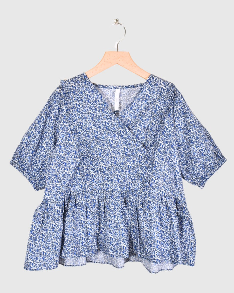 【sale】FRILL DESIGN TOPS 'KULAN' Blue