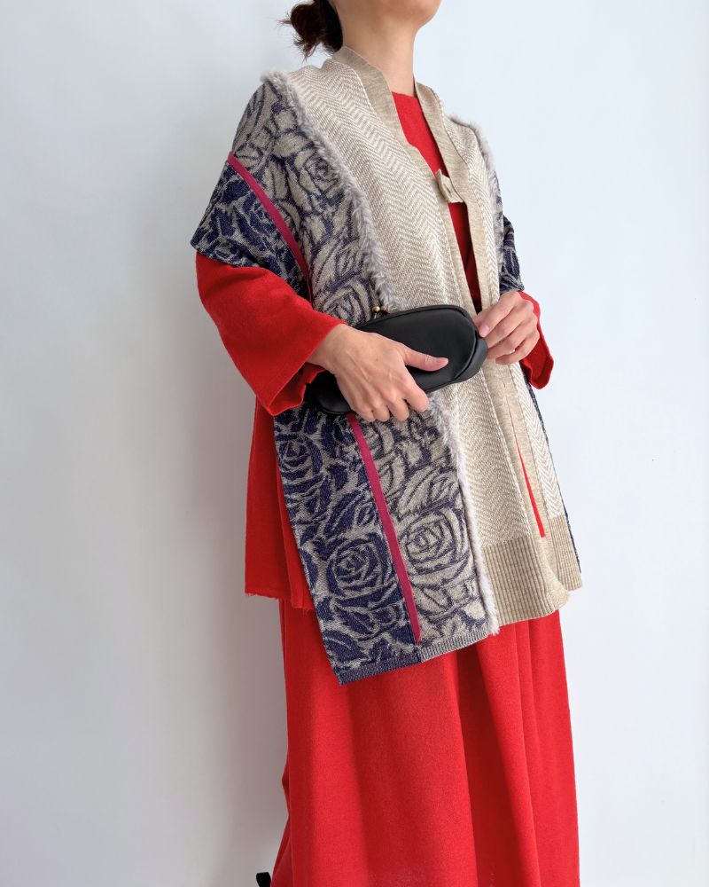 ストールマフラー Oatmeal/Navy