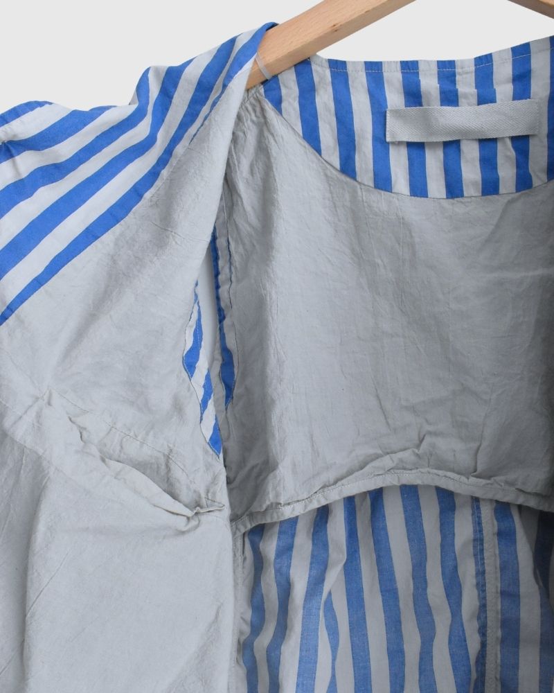 POPLIN WIDE STRIPE (OVERDYE) NO COLLAR VEST MilkyGrey